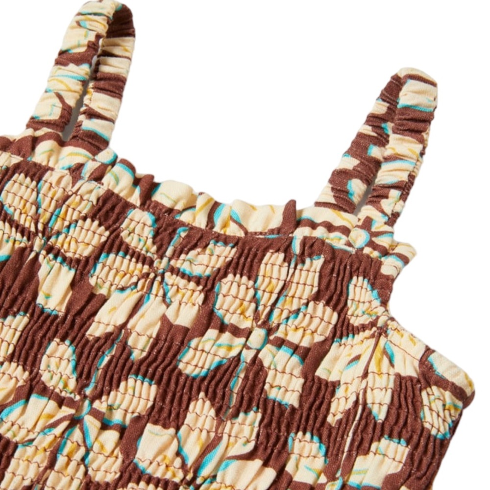 ZARA Kids | Brown | SMOCKED PRINTED JUMPSUIT - Picture 3 of 7